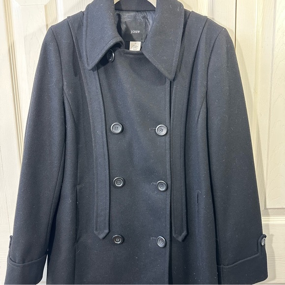 J. Crew Black Wool Blend Double Breasted Peacoat Womens Size 10 - Picture 5 of 10